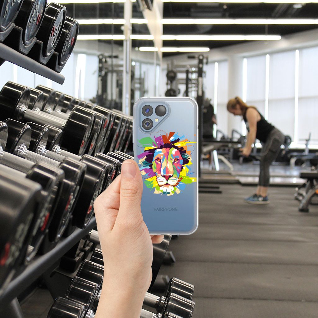 Fairphone 5 Telefoonhoesje met Naam Lion Color telefoonhoesje Lion Color design hand gym