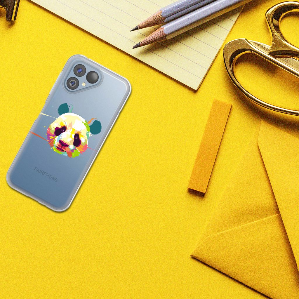Fairphone 5 Telefoonhoesje met Naam Panda Color telefoonhoesje panda design bovenaanzicht