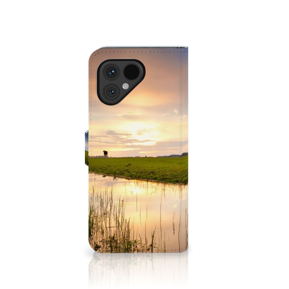 Fairphone 5 Telefoonhoesje met Pasjes Koe design koeien weiland aanzicht