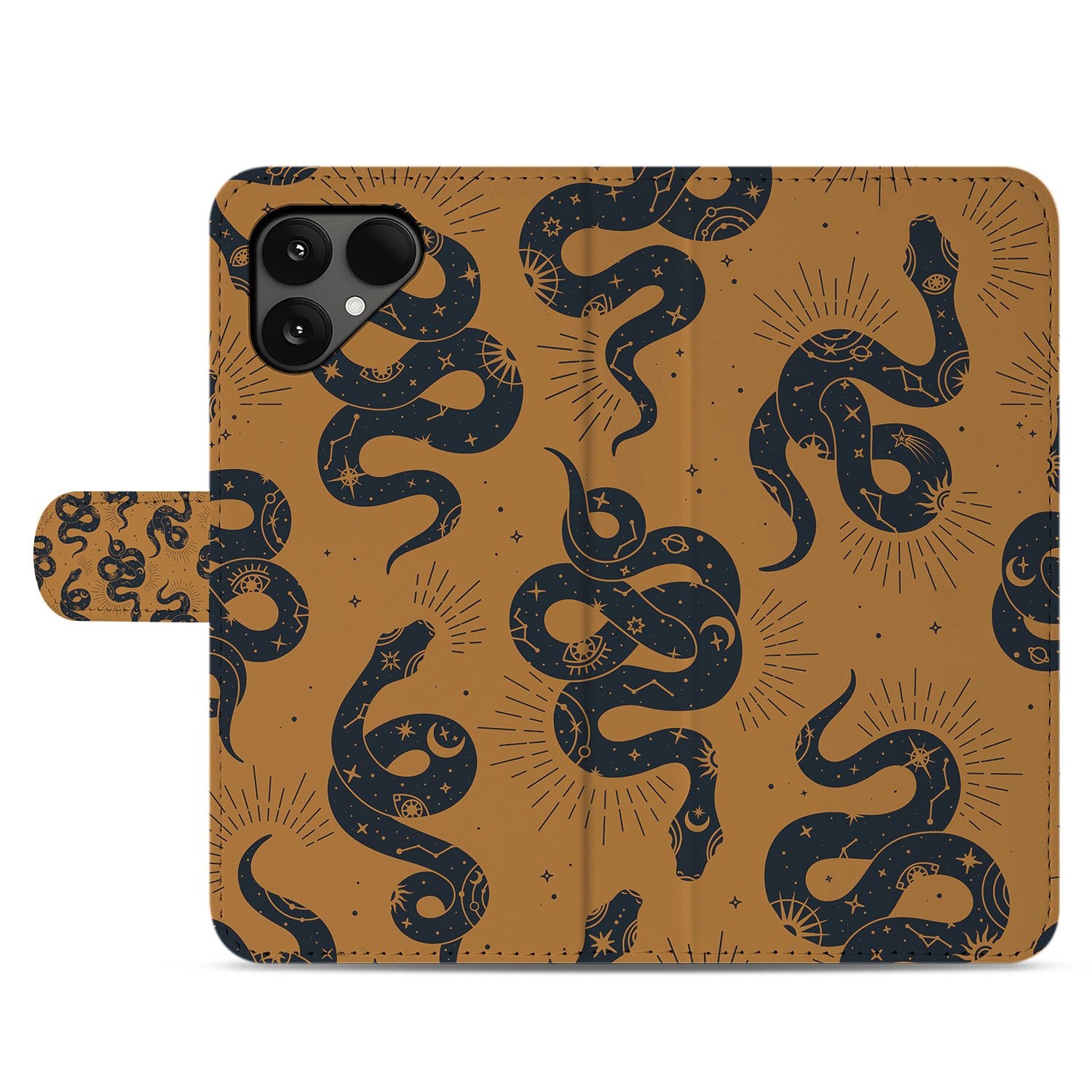 Fairphone 6 Book Case Slangenontwerp bruin slangenprint vooraanzicht