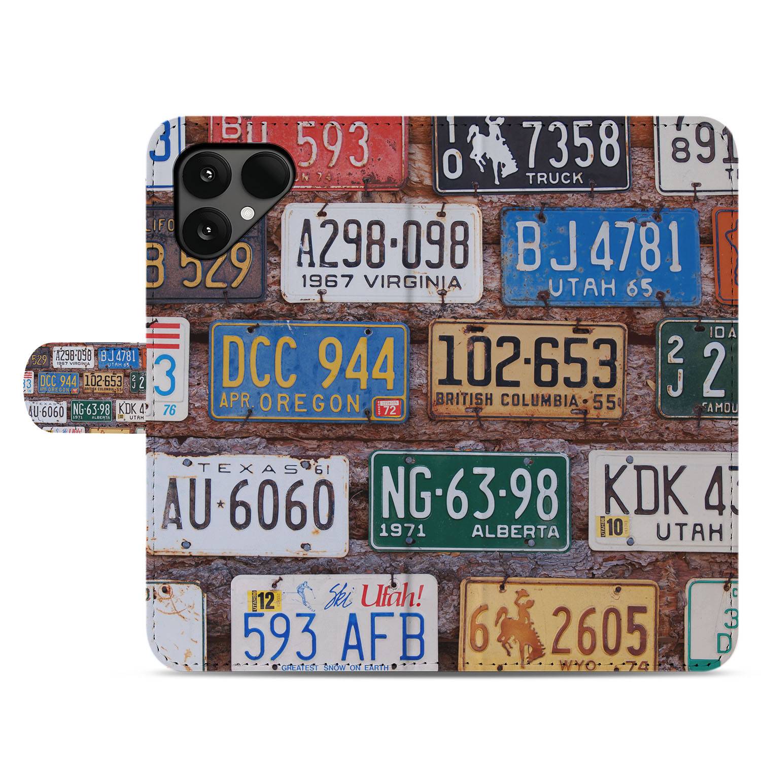 Fairphone 6 Bookcase Hoesje Kentekenplaten Collage voorkant