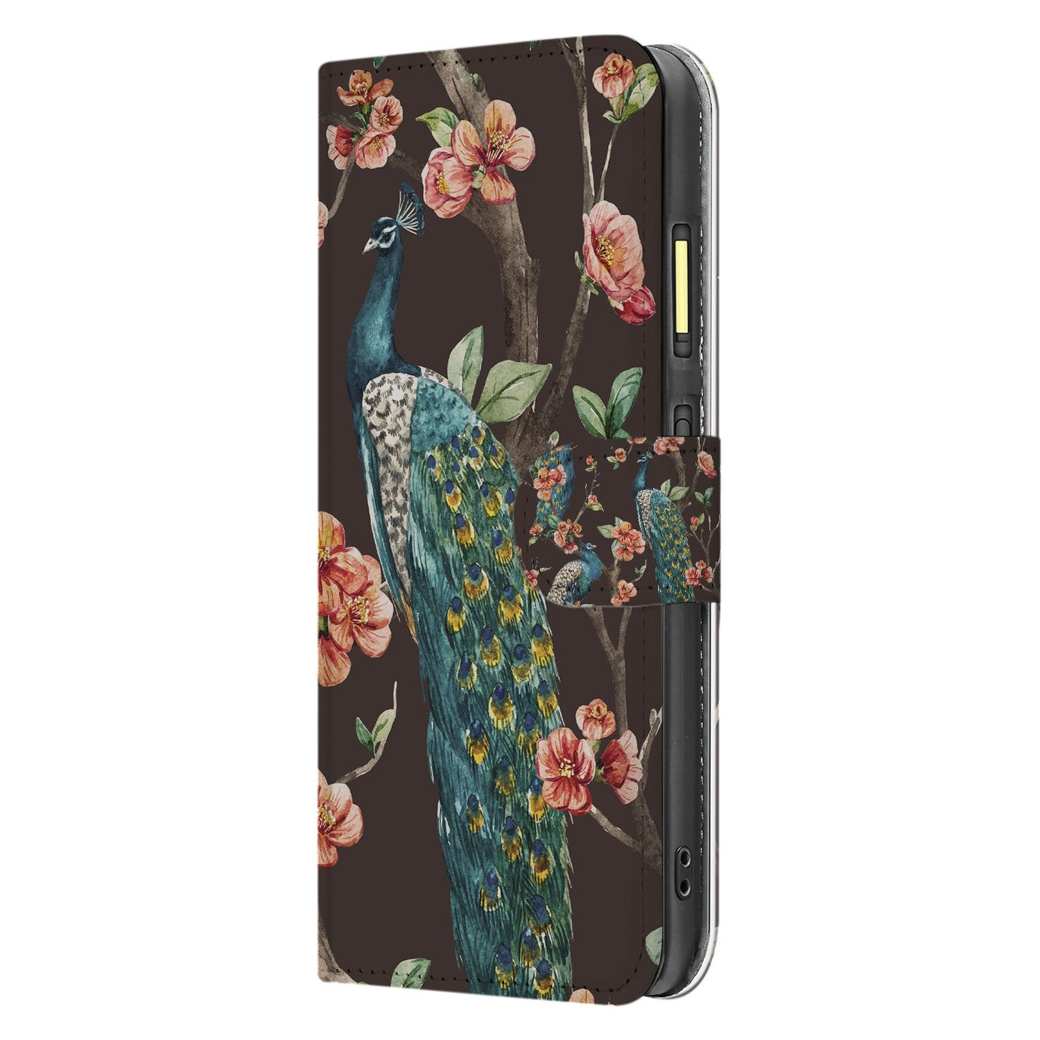 Fairphone 6 Portemonnee Hoesje Met Pasjes Pauw Bloemen Print designpauwbloemen aanzicht