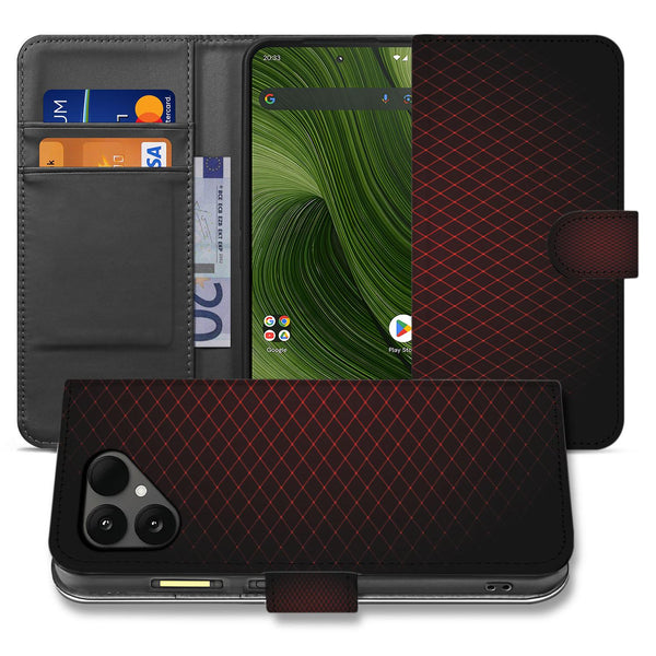 Fairphone 6 Smartphone Book Case Portemonnee Hoesje Geruit Rood Design Voorzijde