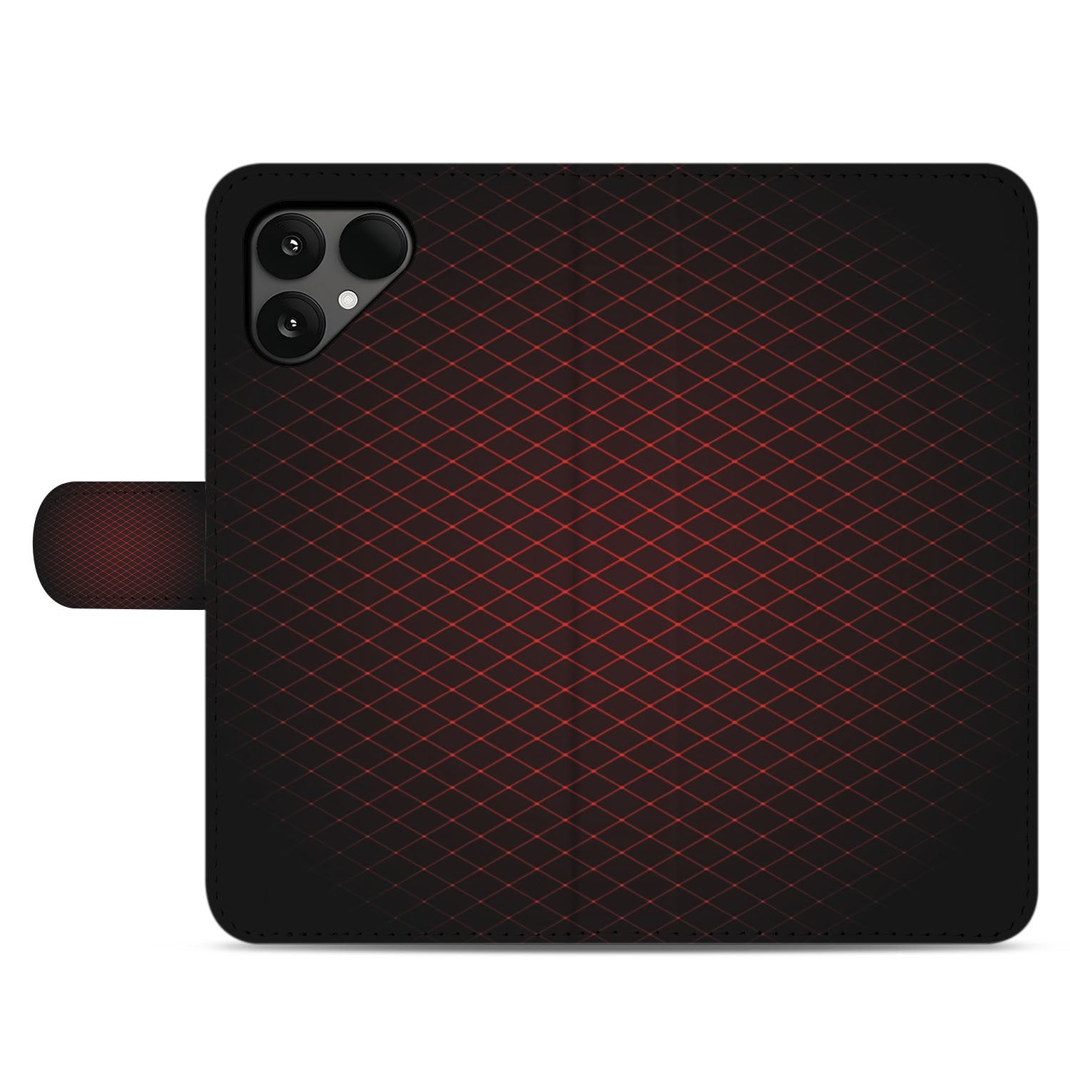 Fairphone 6 Smartphone Book Case Portemonnee Hoesje Geruit Rood Design Aanzicht