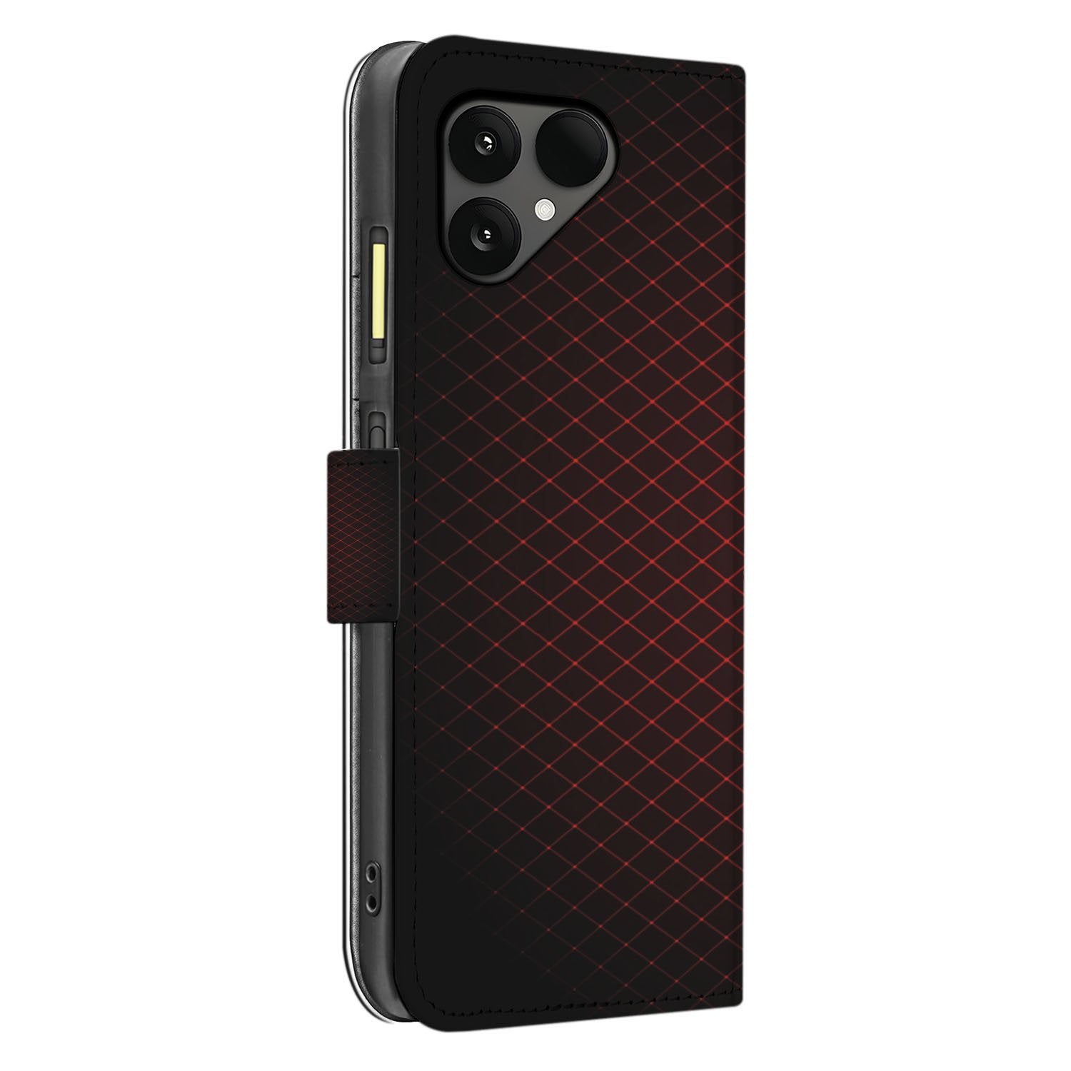 Fairphone 6 Smartphone Book Case Portemonnee Hoesje Geruit Rood Design Zijaanzicht
