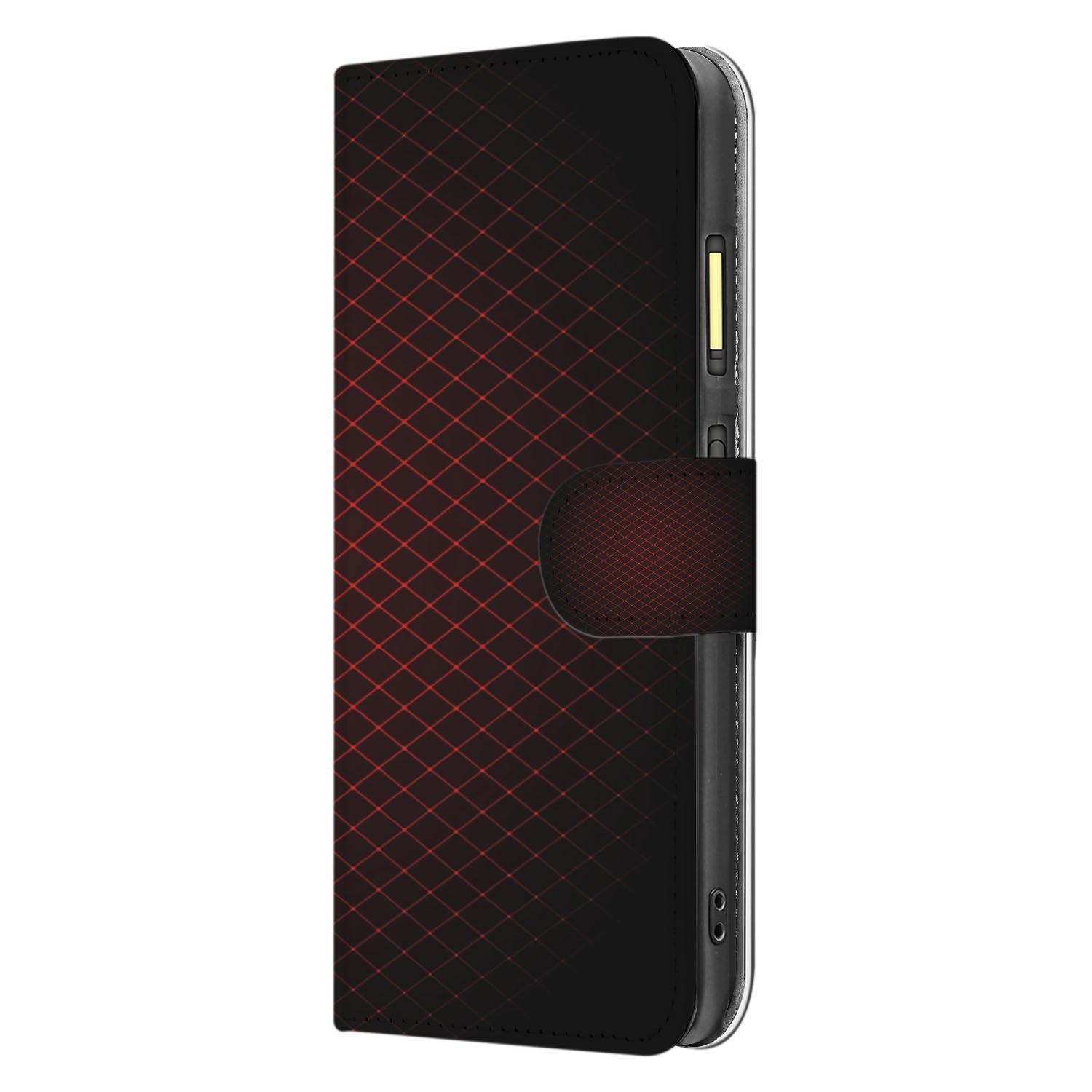 Fairphone 6 Smartphone Book Case Portemonnee Hoesje Geruit Rood Design Zijaanzicht