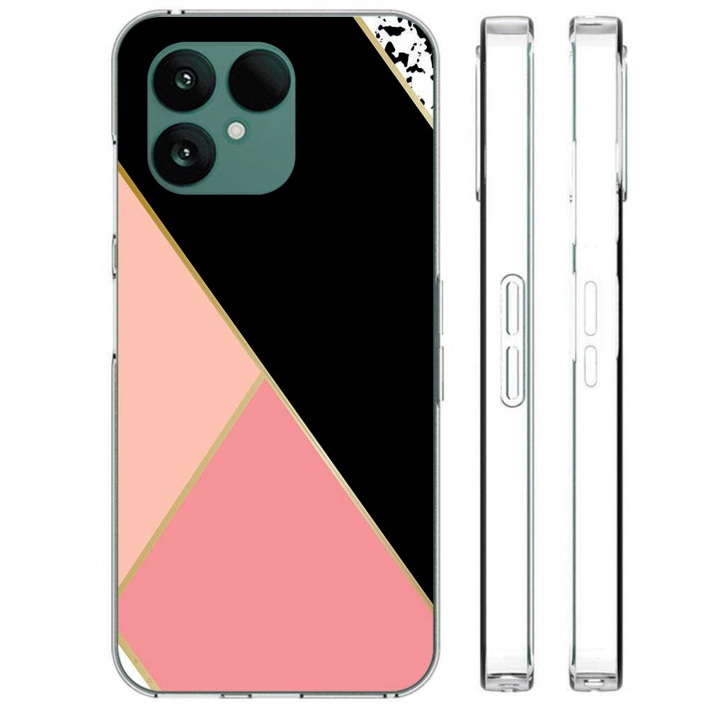 Fairphone 6 Softcase Back cover Zwart Roze Vormen
