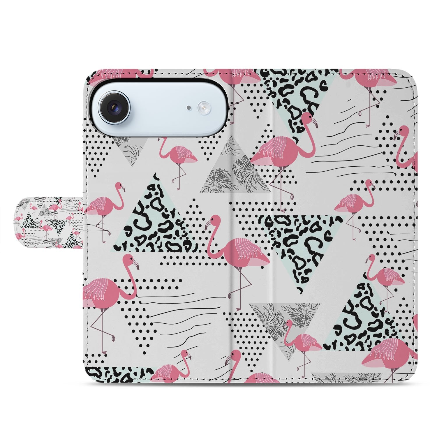 Flamingo Triangle Hoesje Voor iPhone Air Bookcase Hoesje flamingo triangle design voorkant