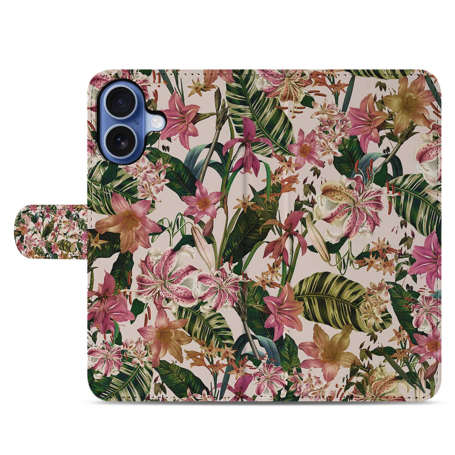 Flowers Hoesje Voor iPhone 17 Book Case bloemenprint achterkant