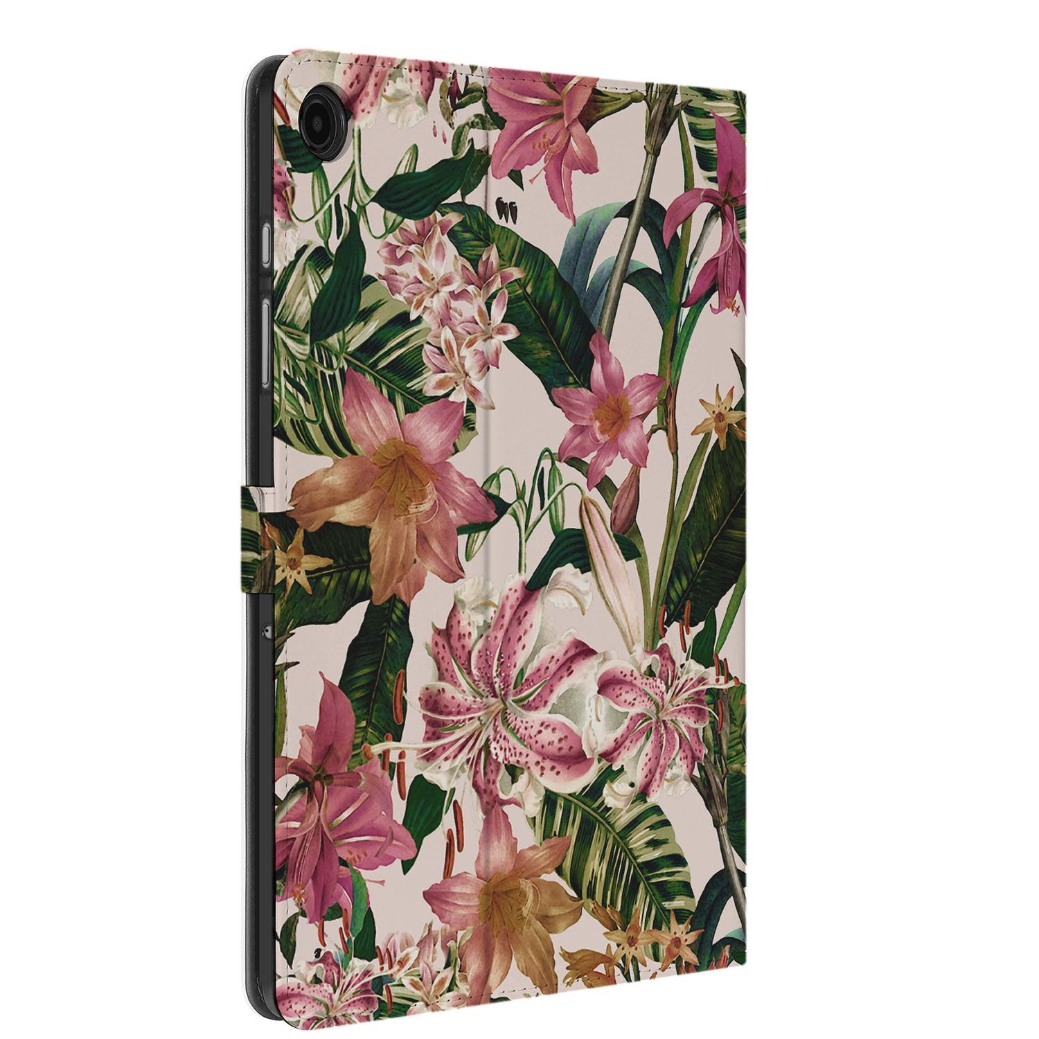 Samsung Galaxy Tab A11 Plus Flowers Tablet Hoesje met Standaard bloemenprint achterkant