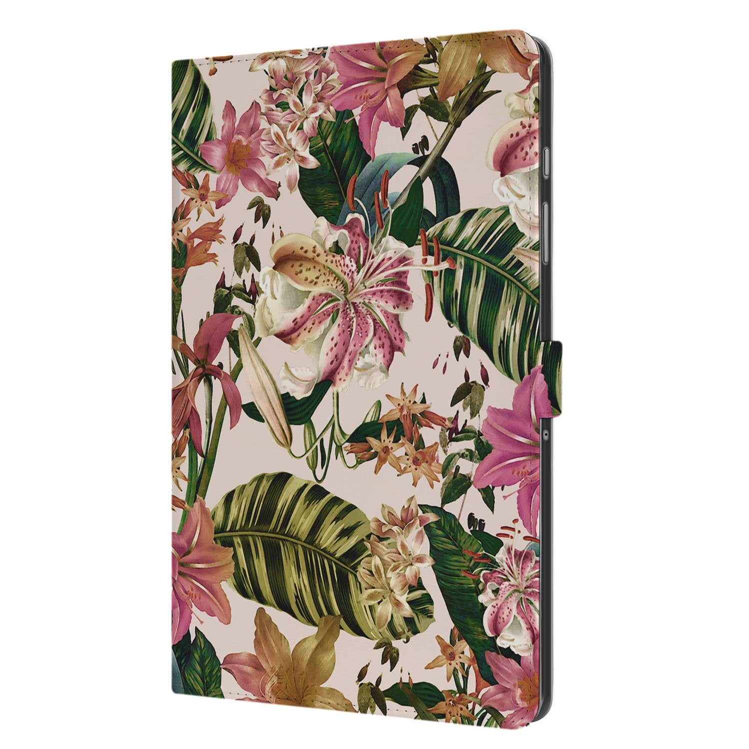 Samsung Galaxy Tab A11 Plus Flowers Tablet Hoesje met Standaard bloemen design aanzicht