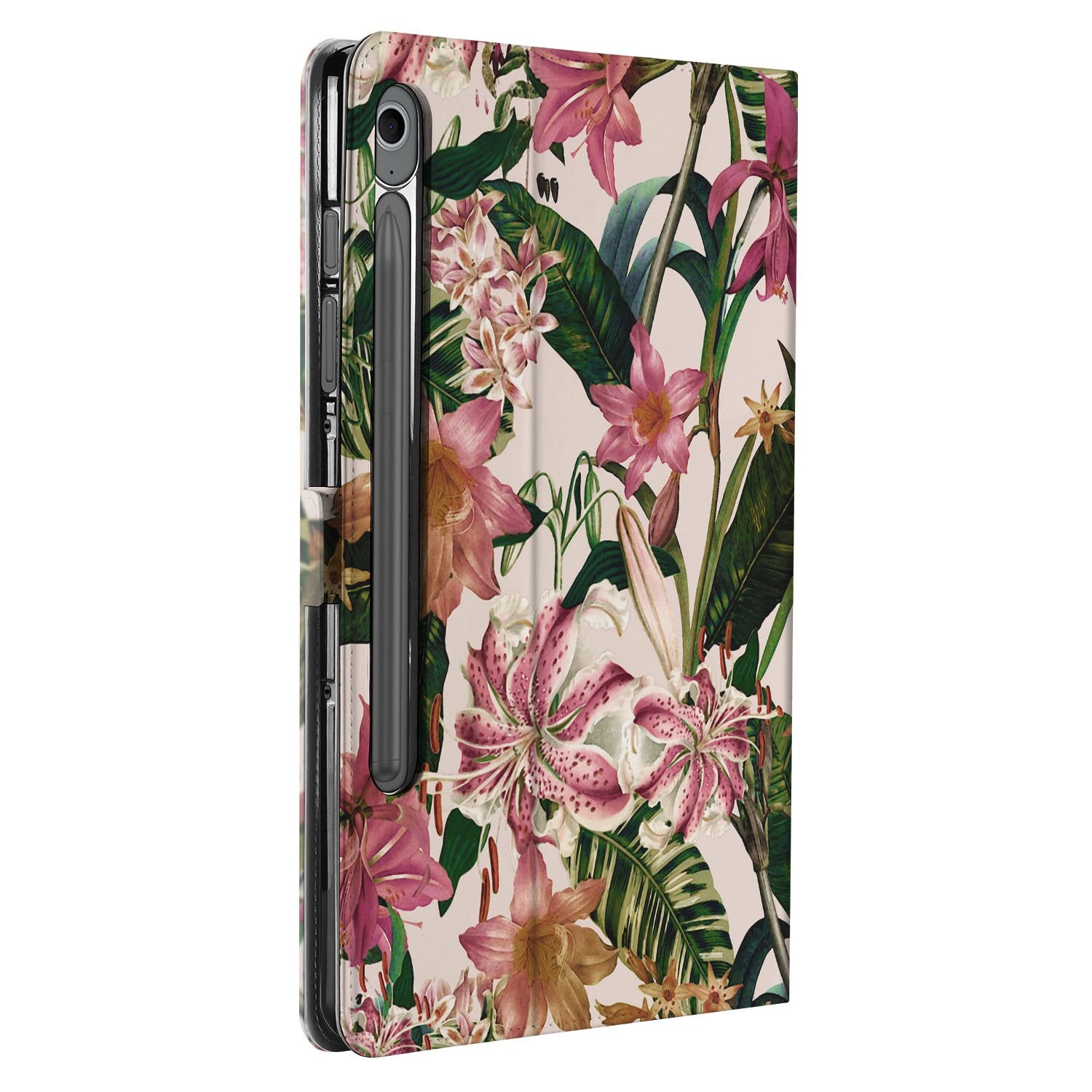 Samsung Galaxy Tab S10 FE Tab S9 FE Flowers Tablet Hoesje met Standaard bloemen design achteraanzicht