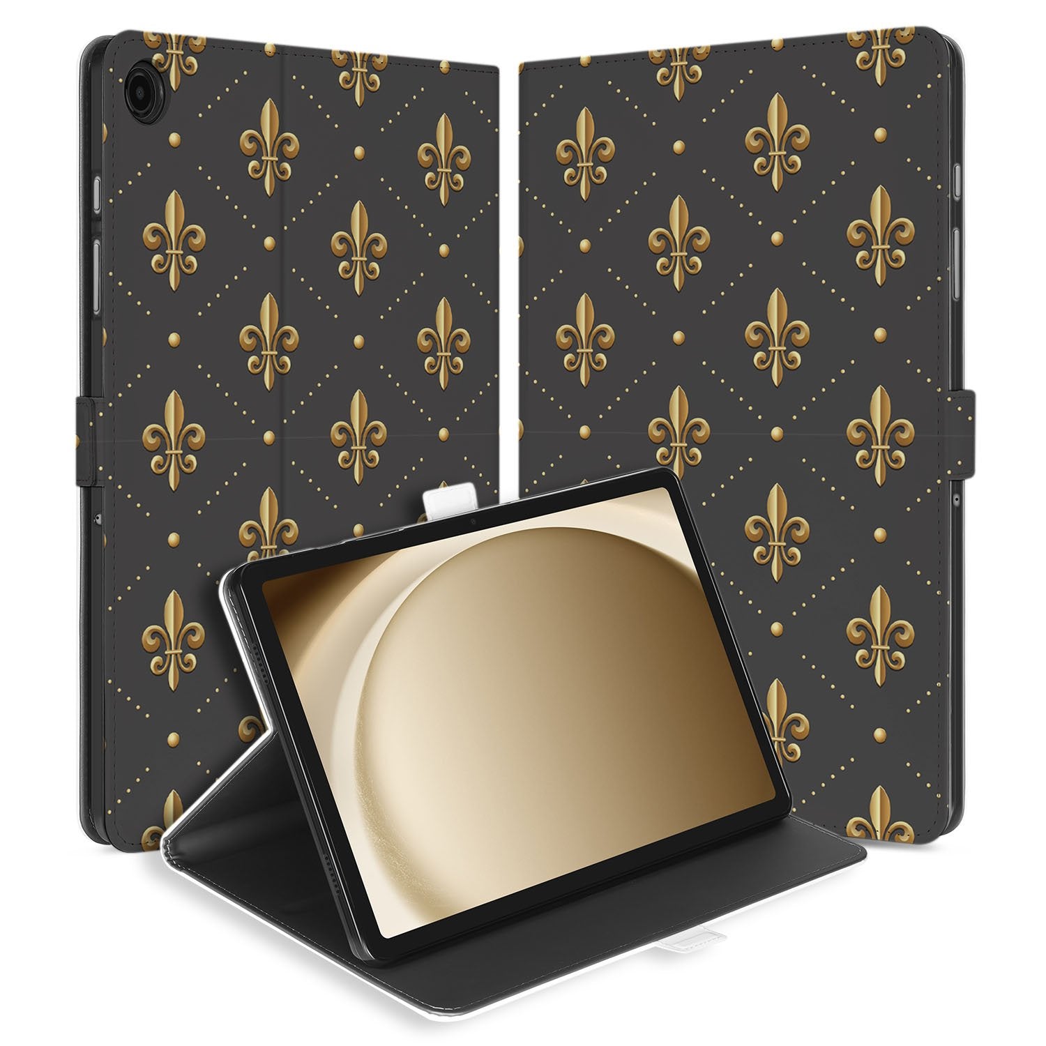 Samsung Galaxy Tab A11 Plus Franse Lelie Book Case Hoesje met Standaard aanzicht