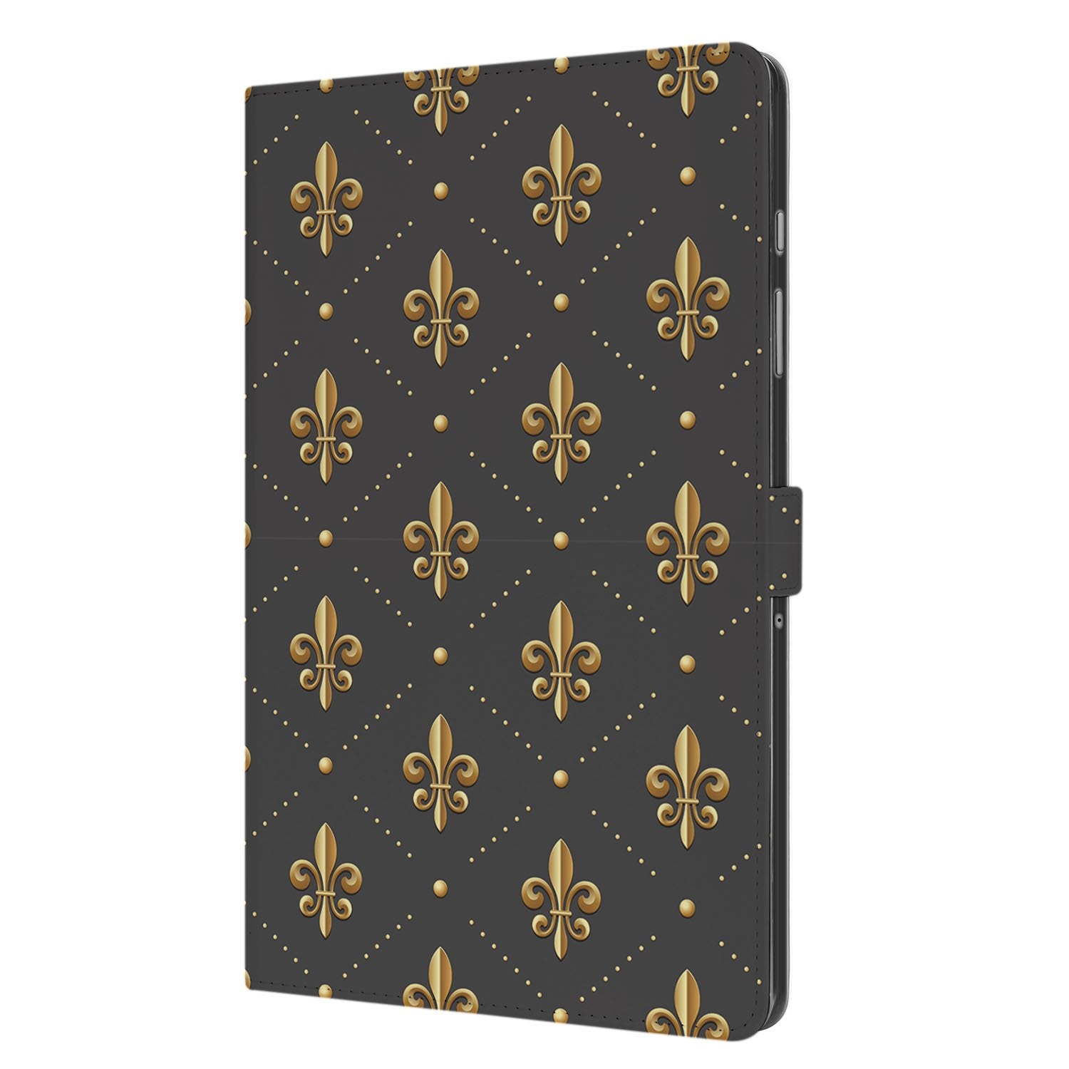 Samsung Galaxy Tab A11 Plus Franse Lelie Book Case Hoesje met Standaard design zwart goud