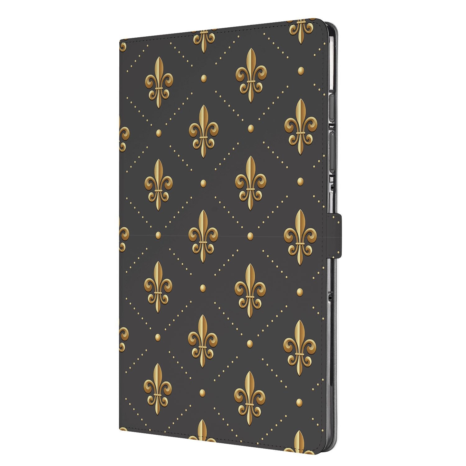 Samsung Galaxy Tab S10 FE | Tab S9 FE Franse Lelie Book Case Hoesje met Standaard design grijs goud