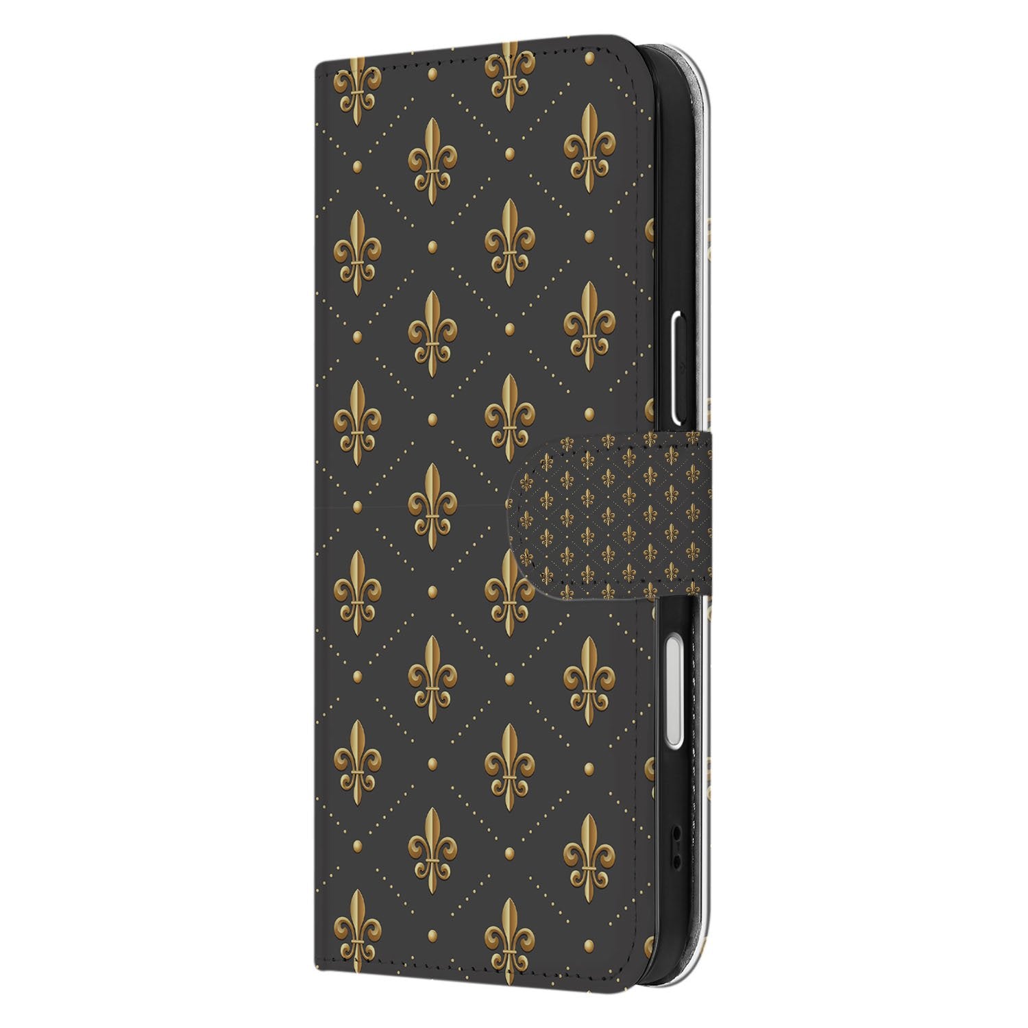 Franse Lelie Bruin Goud Luxe Edition Hoesje Voor iPhone Air Portemonnee Hoesje designnaam aanzicht
