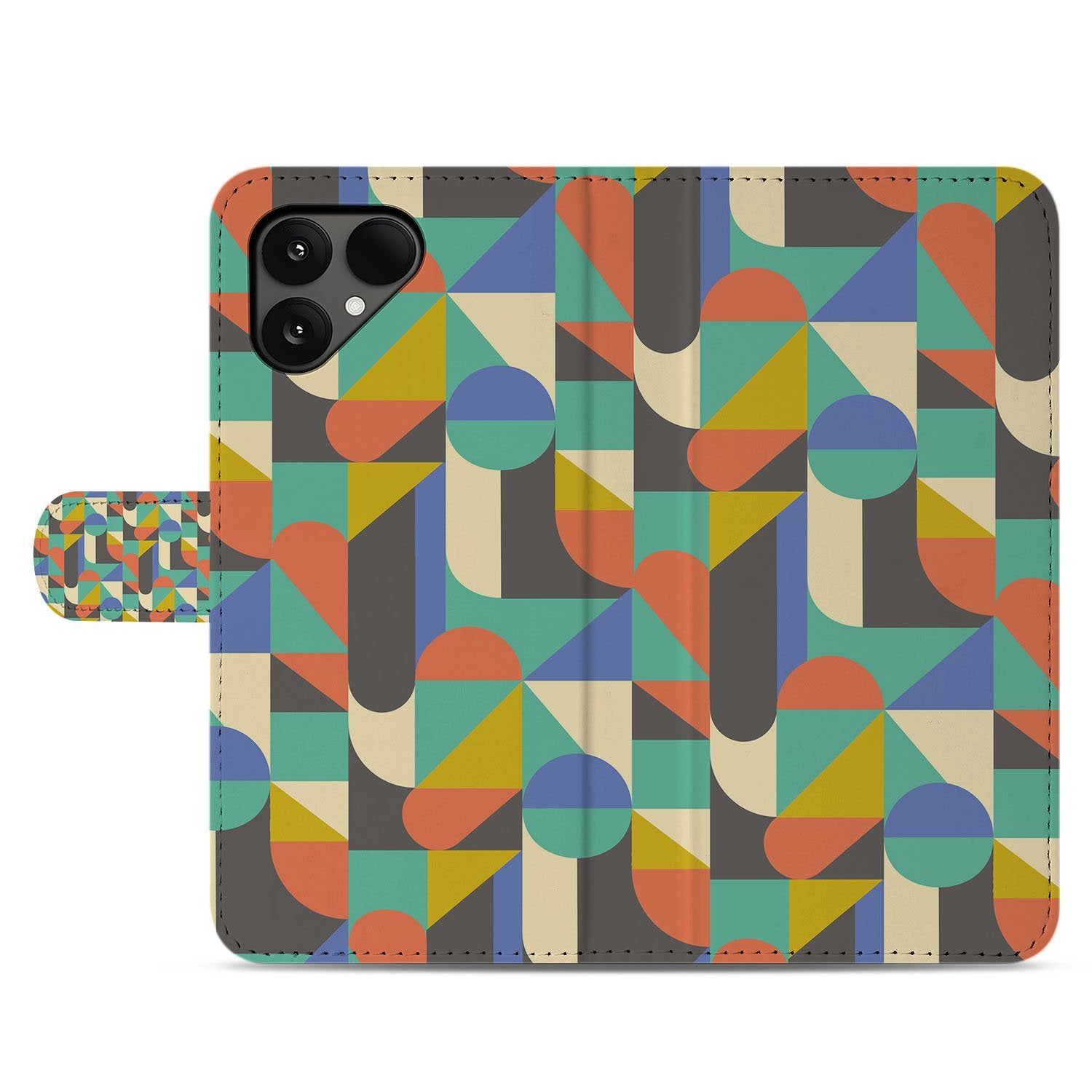 Funky Retro Design Fairphone 6 Book Case met Pasjeshouder Kunstleer bescherming kleurenpatronen