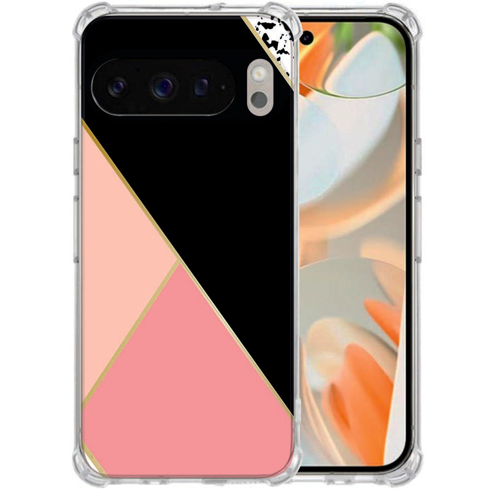 Google Pixel 10 Pro XL Flexibele back cover Black Pink Shapes Shockproof