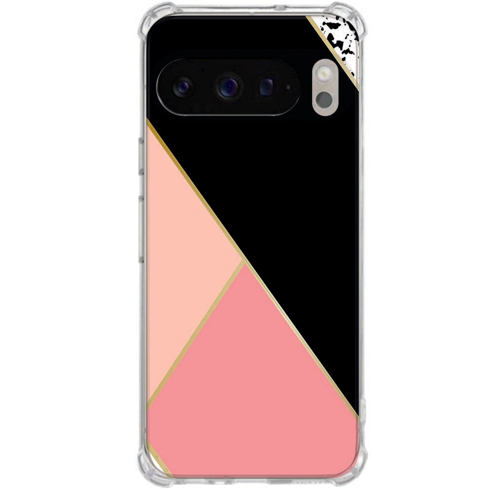 Google Pixel 10 Pro XL Flexibele back cover Black Pink Shapes Shockproof