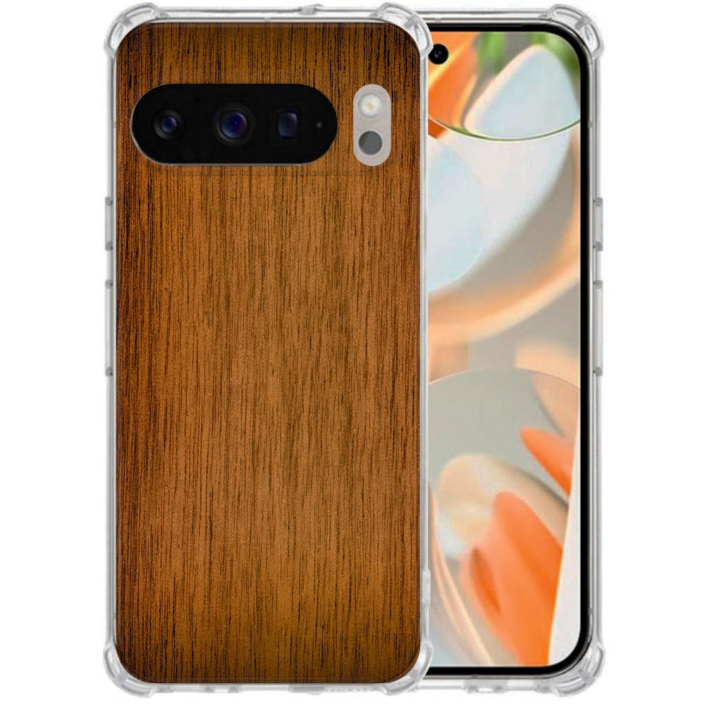 Google Pixel 10 Pro XL TPU Siliconen Hoesje Donker Hout Valbestendig