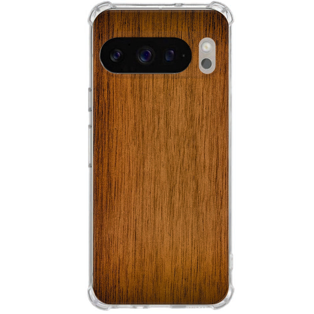 Google Pixel 10 Pro XL TPU Siliconen Hoesje Donker Hout Valbestendig
