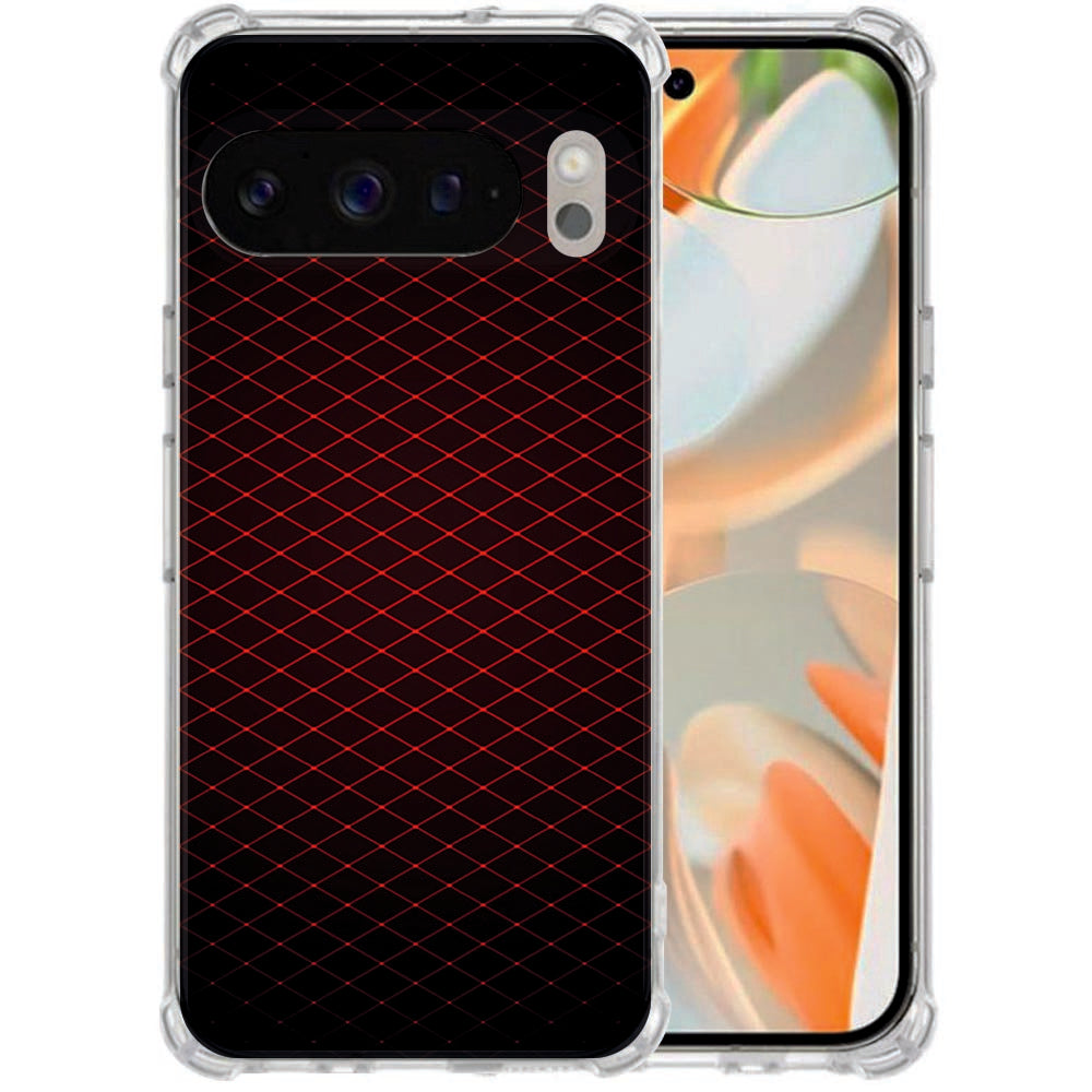 Google Pixel 10 Pro XL TPU Back Cover Geruit Rood Antishock