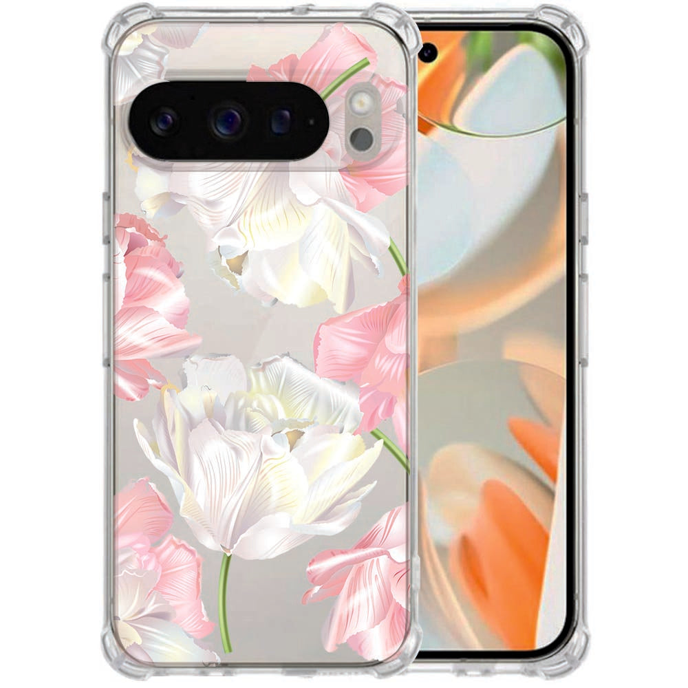 Google Pixel 10 Pro XL TPU Siliconen Hoesje Lovely Flowers Schokbestendig