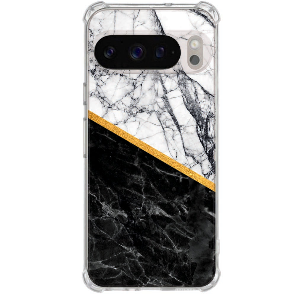 Backcover Hoesje Google Pixel 10 Pro XL Marble White Black Schokbestendig