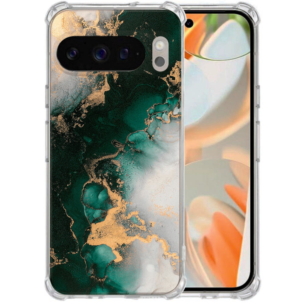 TPU Back Cover Google Pixel 10 Pro XL Marmer Groen Antishock