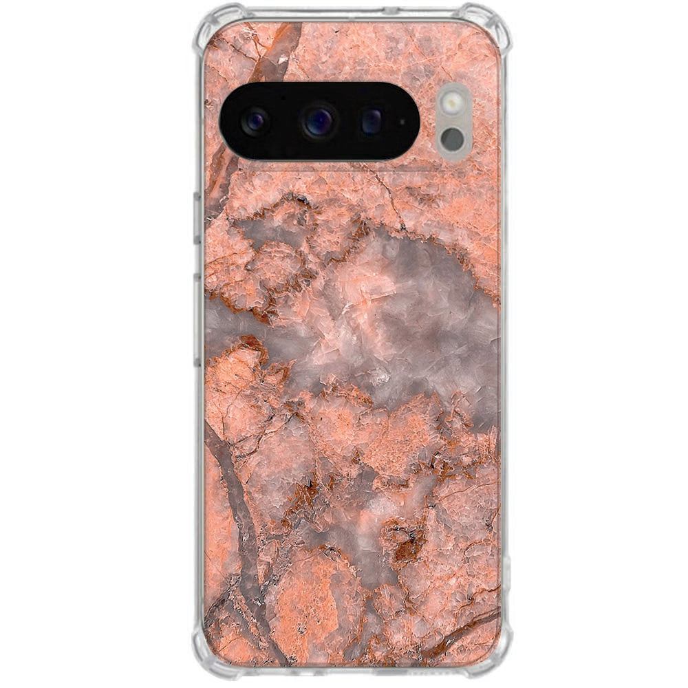 Softcase Google Pixel 10 Pro XL Marmer Oranje Valbestendig