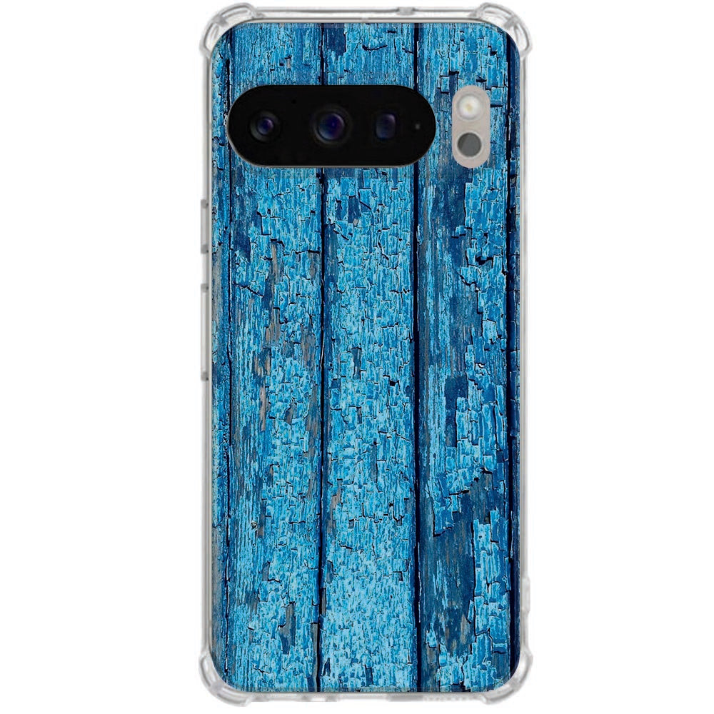 TPU Siliconen Hoesje Google Pixel 10 Pro XL Wood Blue Schokbestendig