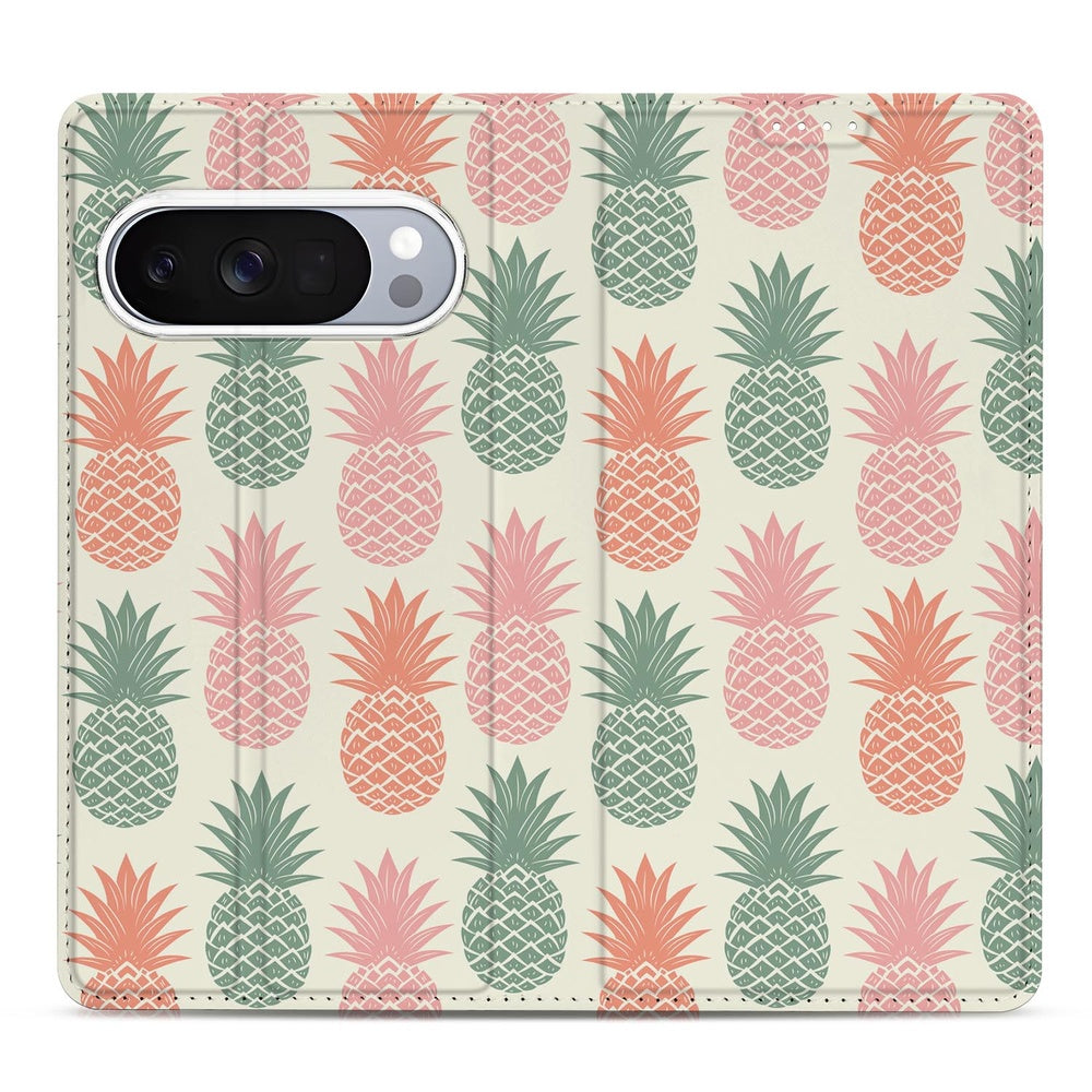 Google Pixel 10 | Pixel 10 Pro Book Cover Ananas flip stijl ananas patroon voorkant