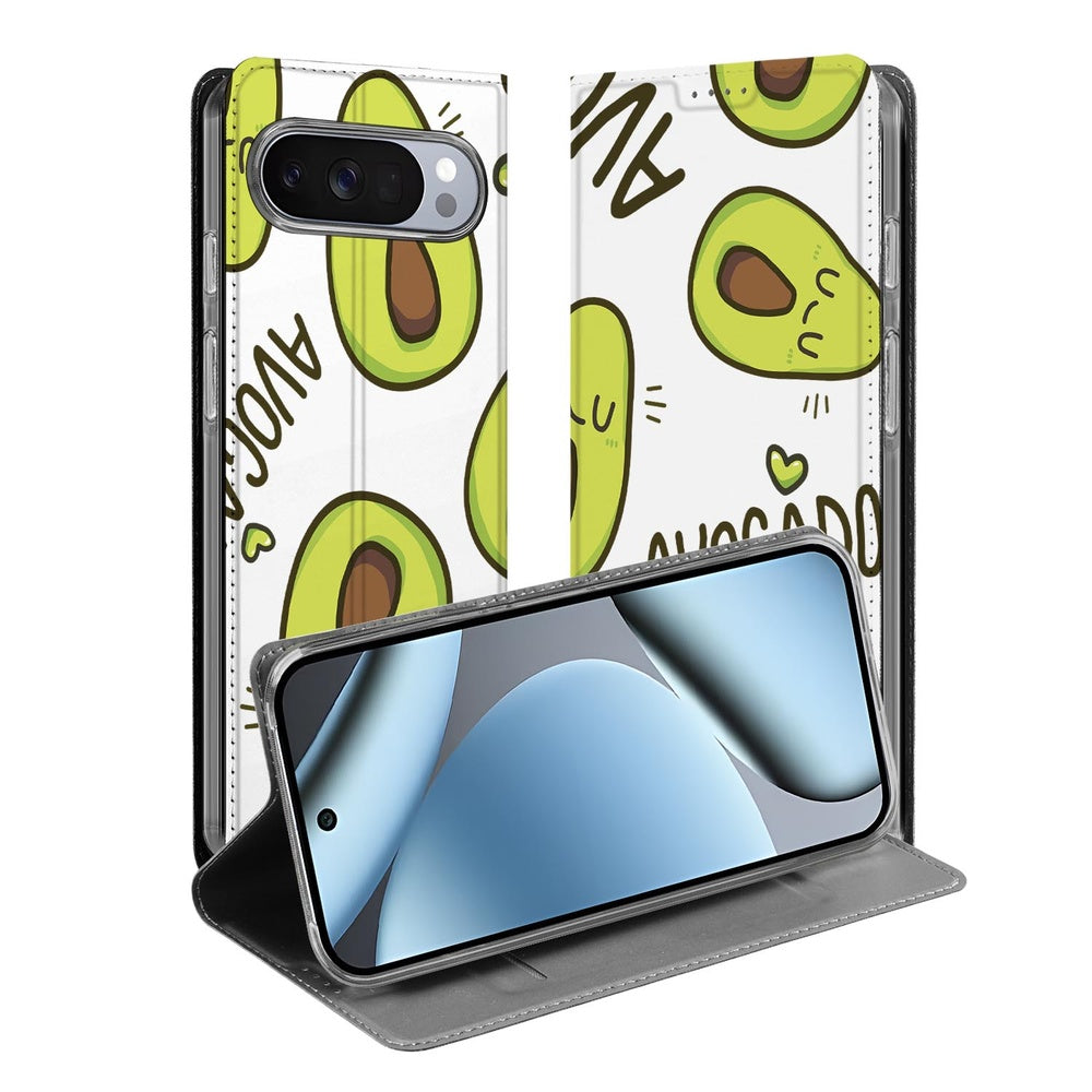 Google Pixel 10 | Pixel 10 Pro Book Wallet Case Avocado Singing design avocado aanzicht