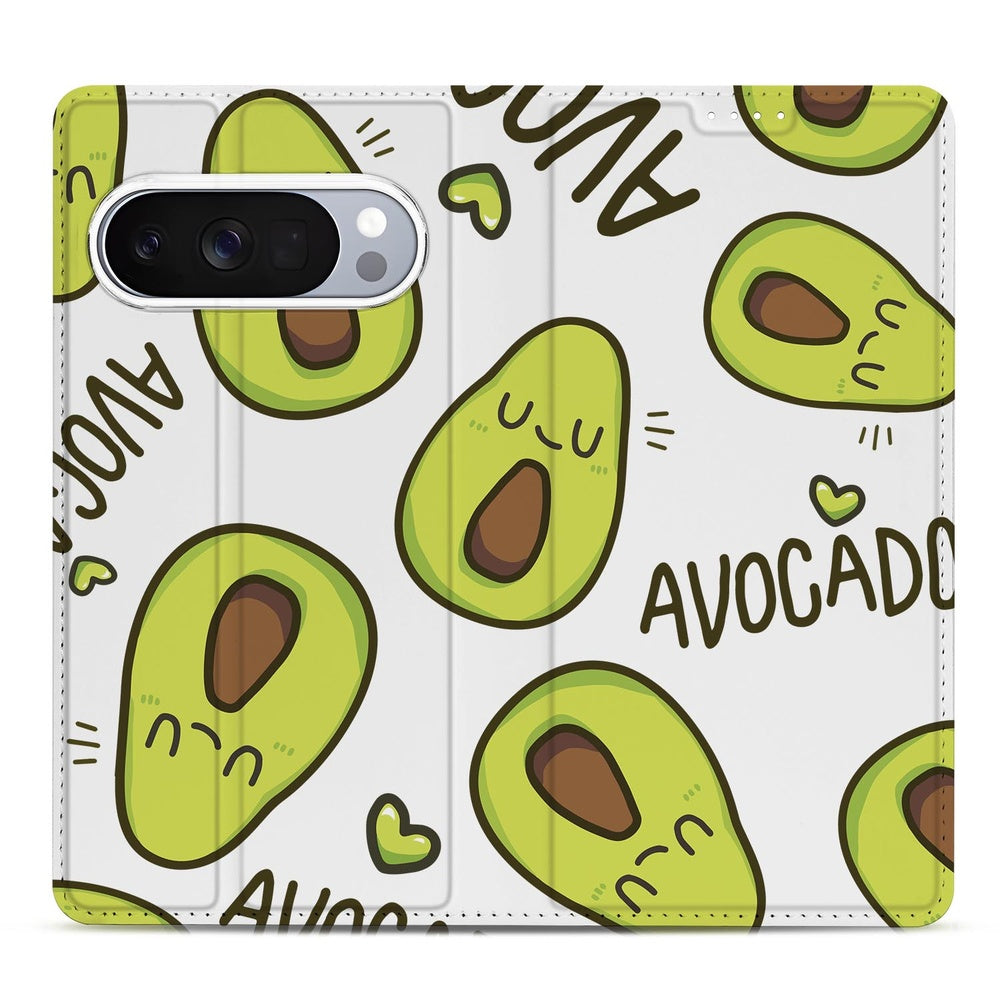 Google Pixel 10 | Pixel 10 Pro Book Wallet Case Avocado Singing avocados design voorkant