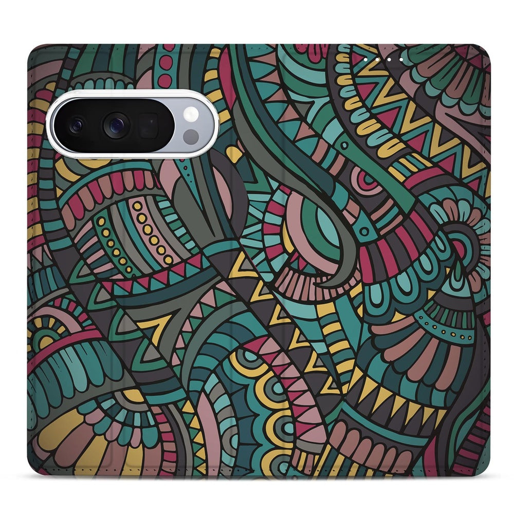 Google Pixel 10 | Pixel 10 Pro Flip Style Cover Aztec hoesje aztec print detail achterkant