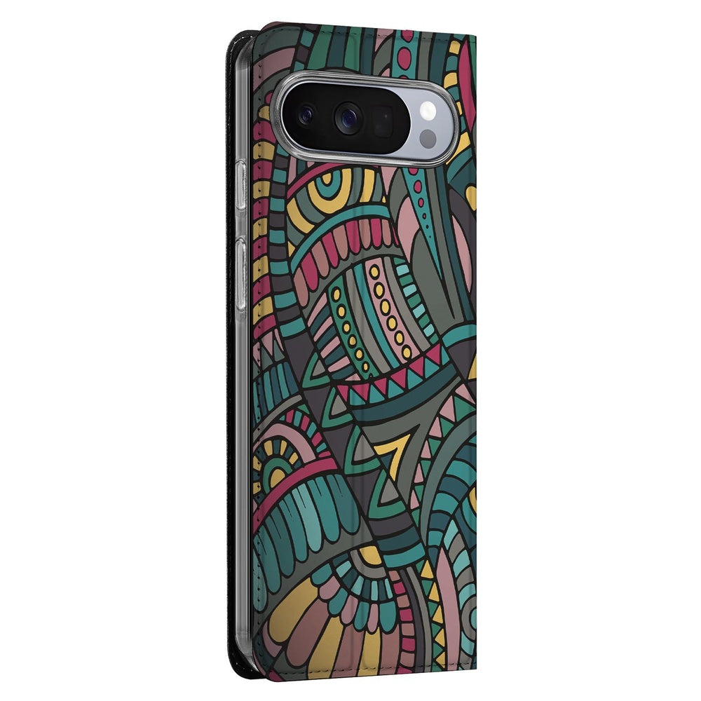 Google Pixel 10 | Pixel 10 Pro Flip Style Cover Aztec design Aztec-print aanzicht