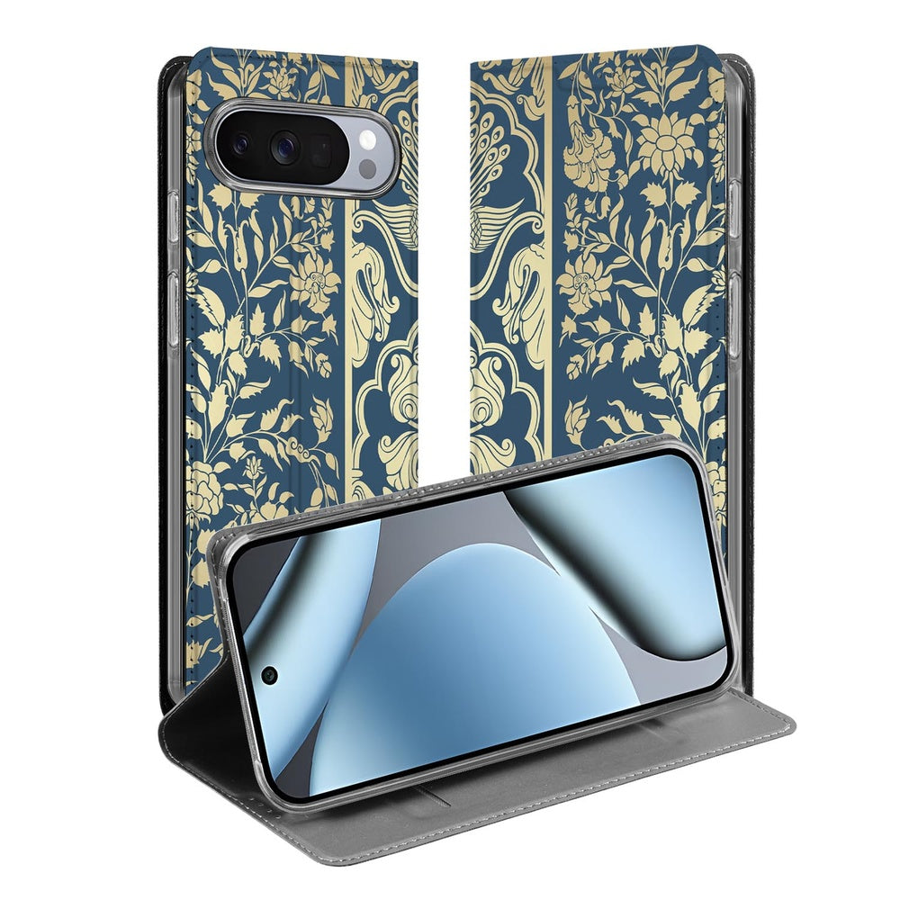 Google Pixel 10 Pro Smart Cover Hoesje Beige Flowers design beige bloemen aanzicht voorzijde