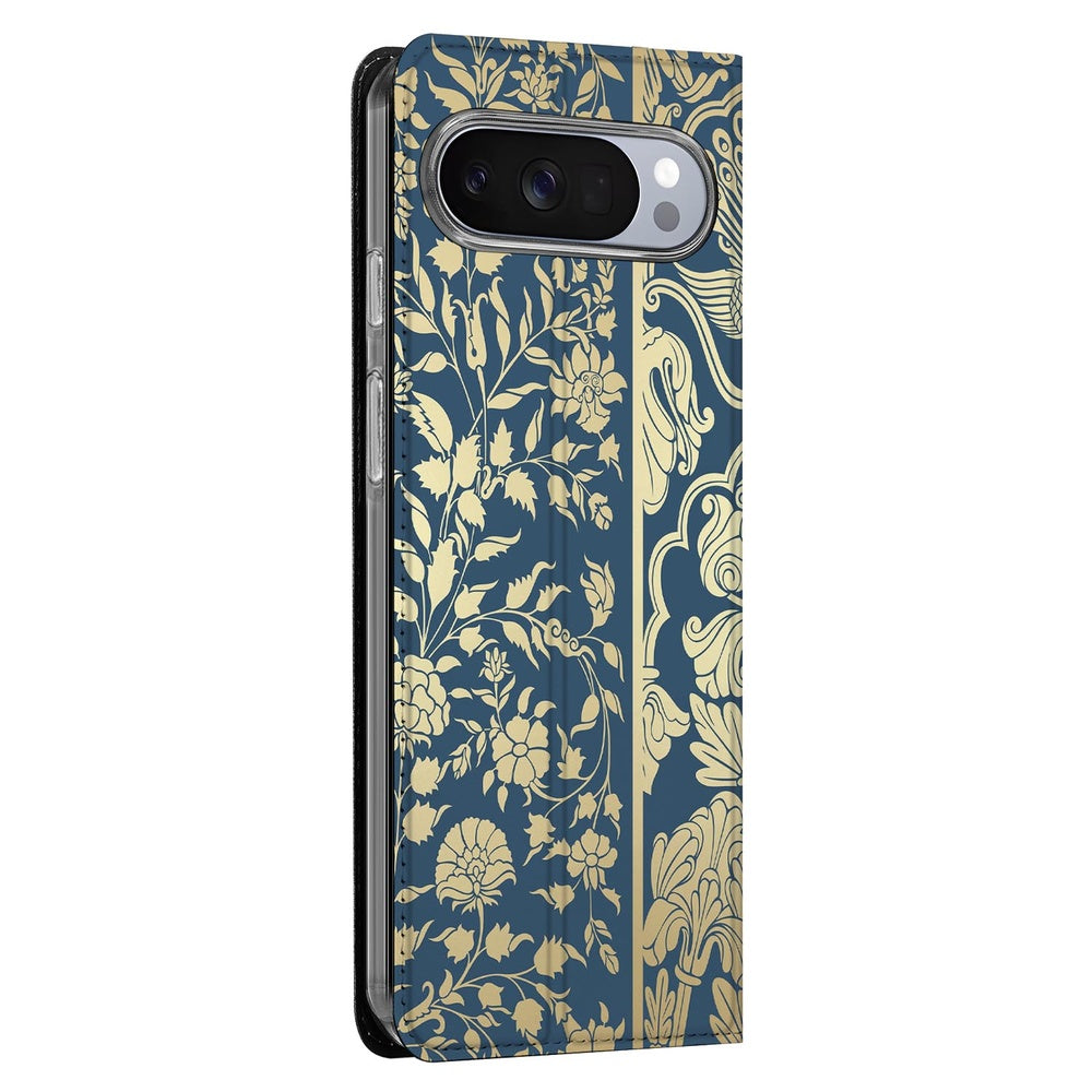 Google Pixel 10 Pro Smart Cover Hoesje Beige Flowers design beige bloemen zijaanzicht