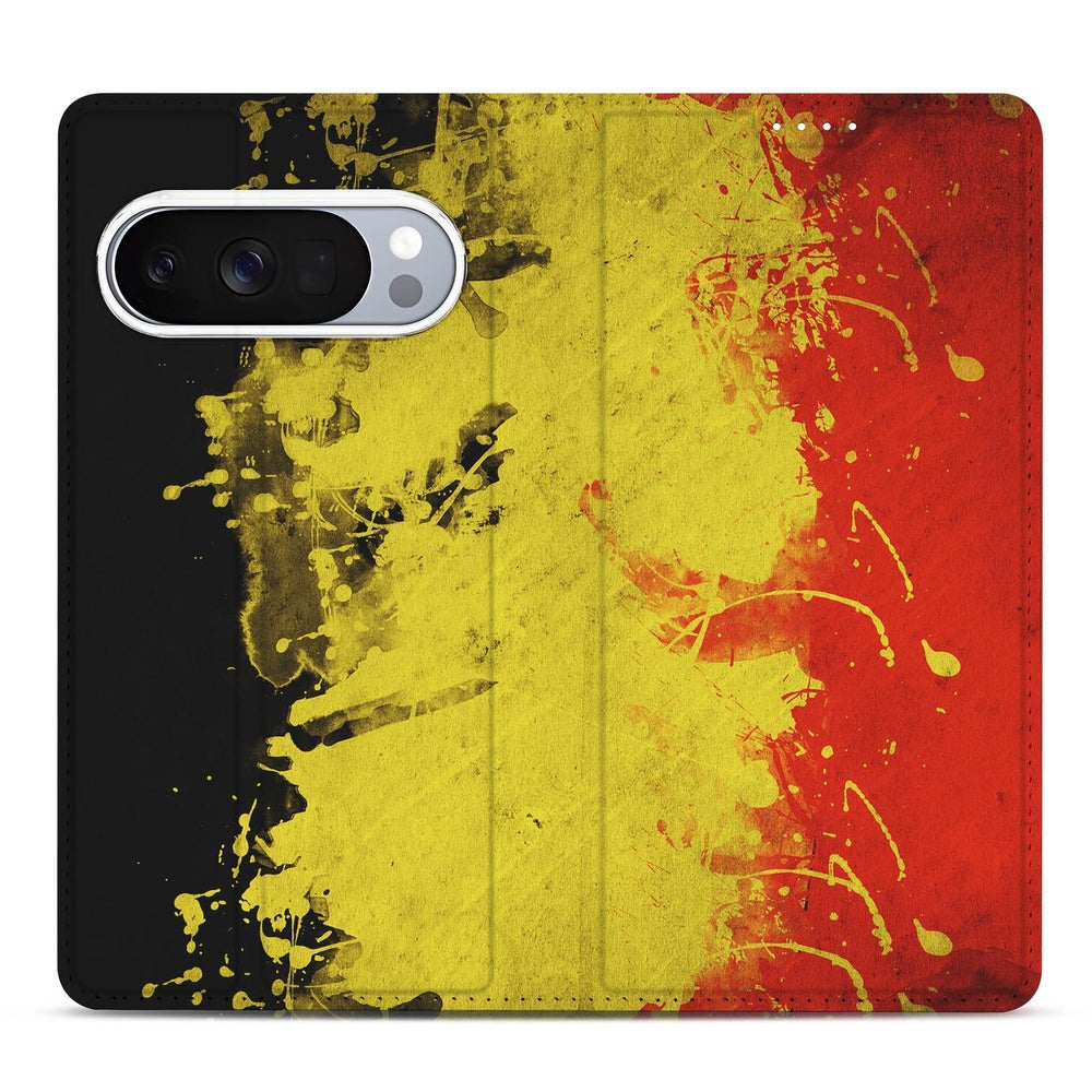Google Pixel 10 | Pixel 10 Pro Book Case Belgie hardcover Belgische vlag design voorkant