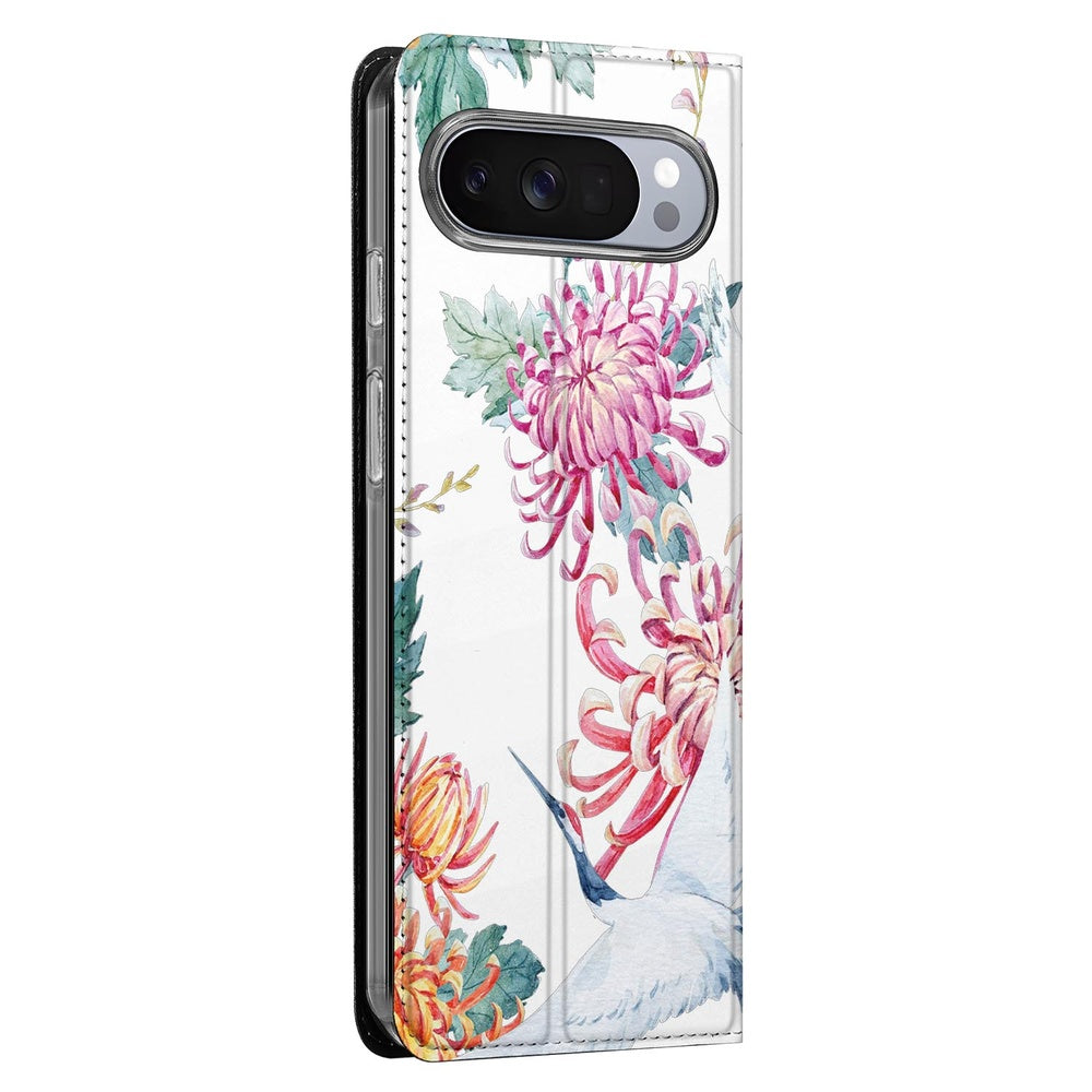 Google Pixel 10 Pixel 10 Pro Bookcase voor Google Pixel 10 | Pixel 10 Pro Bird Flowers zijaanzicht