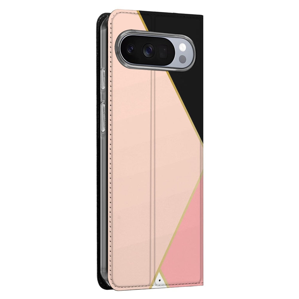 Google Pixel 10 | Pixel 10 Pro Telefoonhoesje Black Pink Shapes telefoonhoesje design zwart roze vlakken