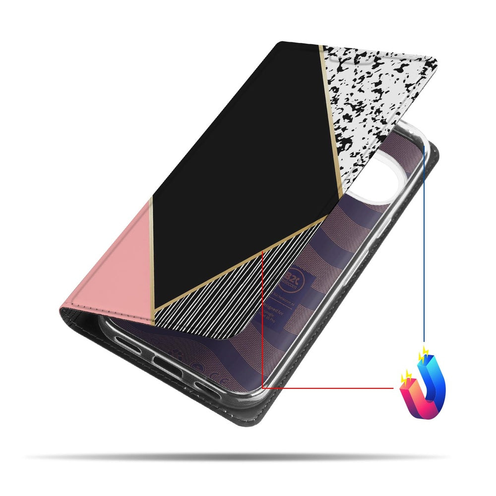 Google Pixel 10 | Pixel 10 Pro Telefoonhoesje Black Pink Shapes hoesje zwart roze design aanzicht