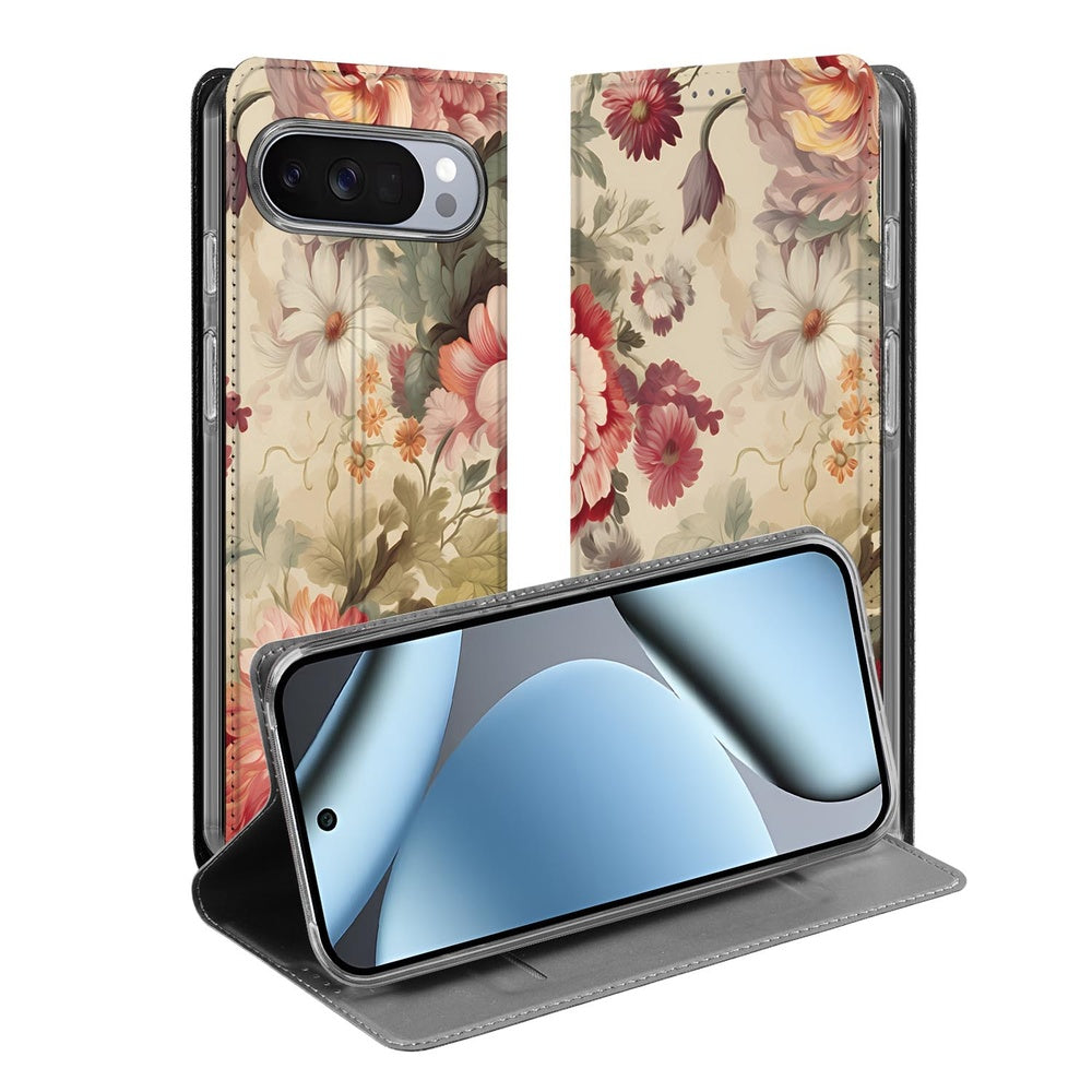 Google Pixel 10 Pro Book Wallet Case Bloemen bloemen design voorkant en achterkant