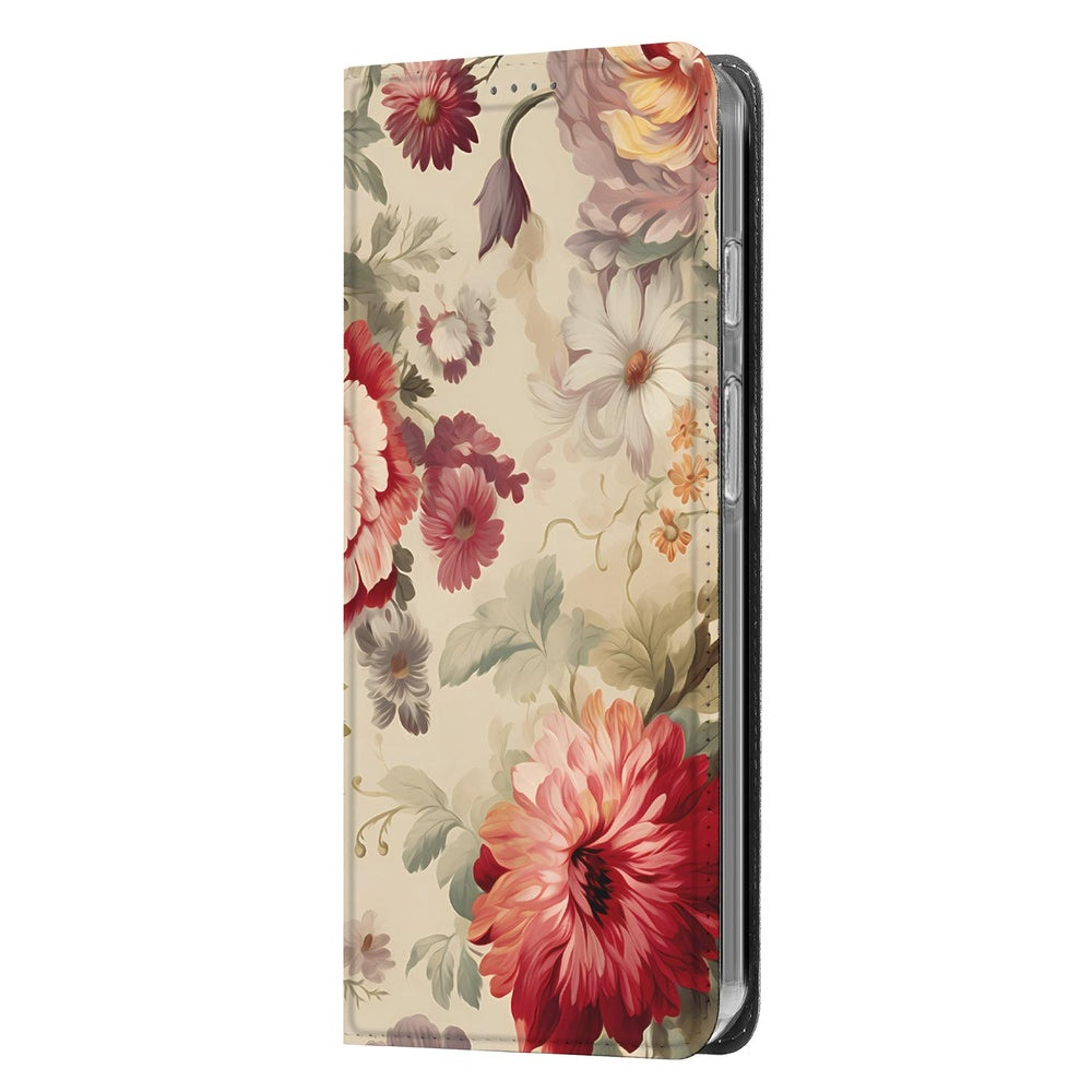 Google Pixel 10 Pro Book Wallet Case Bloemen boekhoes bloemenprint zijkant