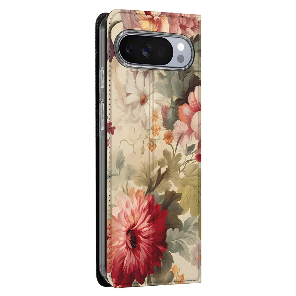 Google Pixel 10 Pro Book Wallet Case Bloemen bloemenprint boekhoesje zijkant
