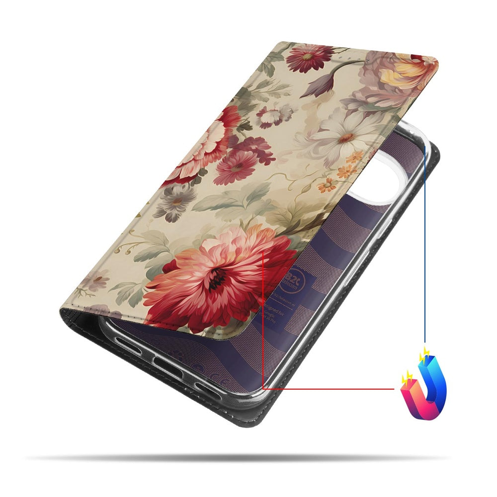 Google Pixel 10 Pro Book Wallet Case Bloemen bloemen ontwerp aanzicht