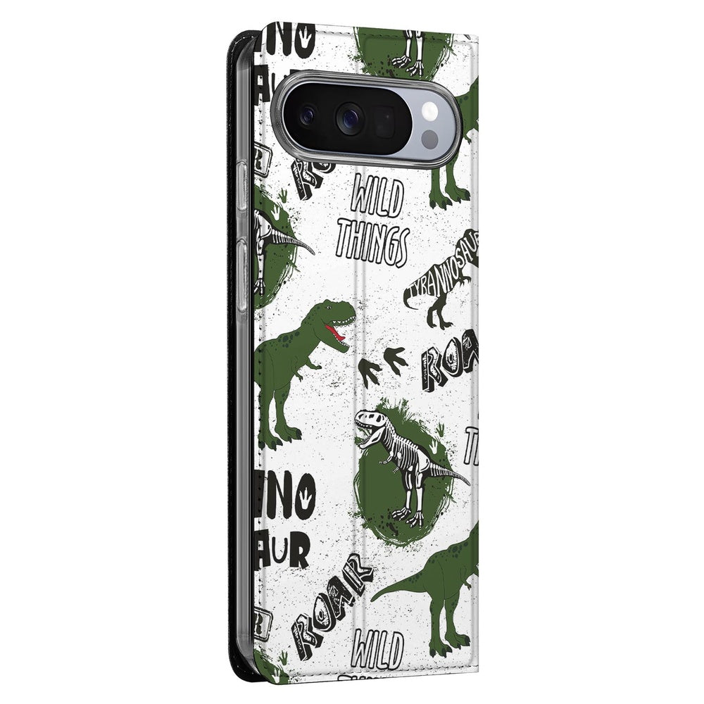 Google Pixel 10 | Pixel 10 Pro Standcase Hoesje Dinosaurus met dinosaurussen en prints in levendige kleuren.