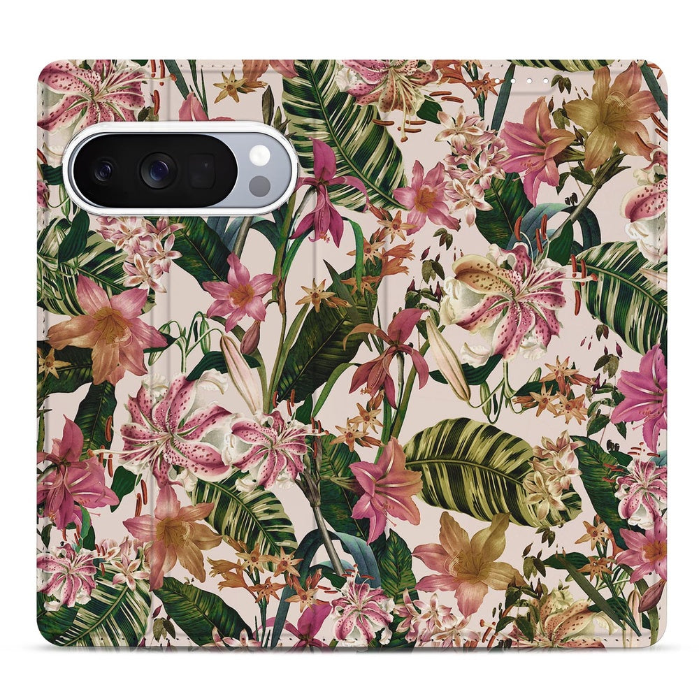 Google Pixel 10 | Pixel 10 Pro Standcase Hoesje Flowers met kleurrijke bloemen en bladeren design.