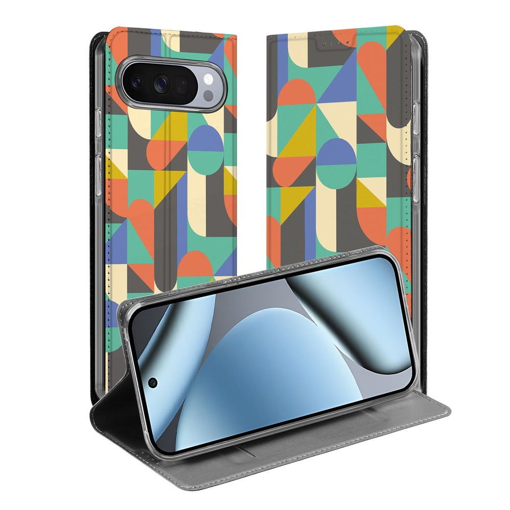 Google Pixel 10 | Pixel 10 Pro Book Case Funky Retro design kleurrijk aanzicht