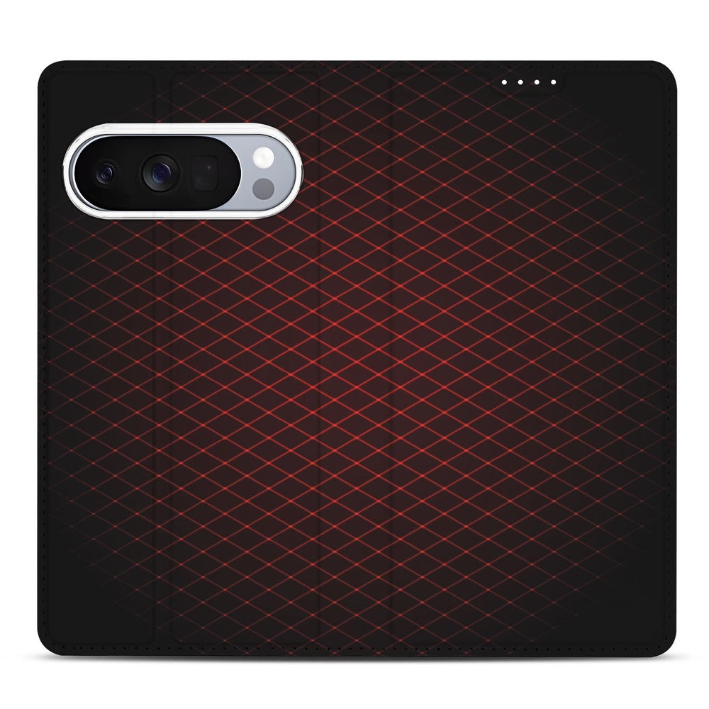 Google Pixel 10 Pro Book Cover Geruit Rood hoesje achterkant diagonale ruitpatroon